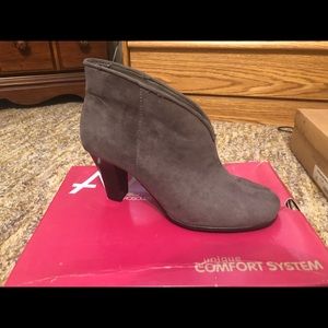 Grey suede booties